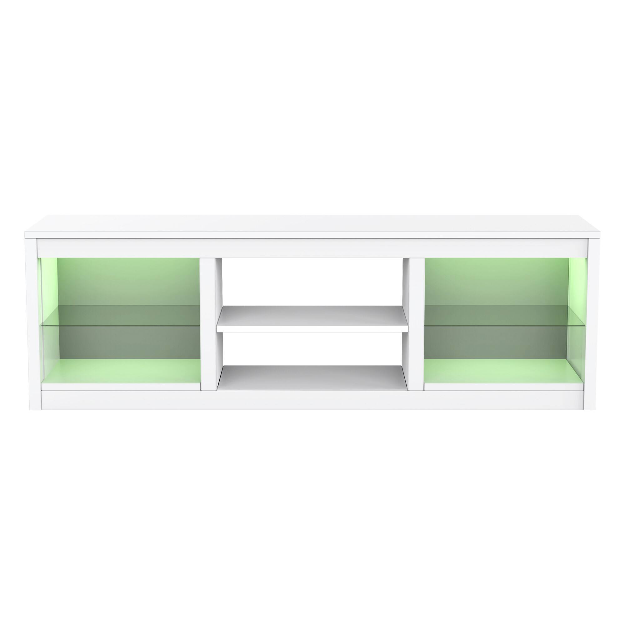 Alt View 5. Ihomeadore - 66" TV Stand with Open Storage Shelves Media Console for TVs up to 55" - White.