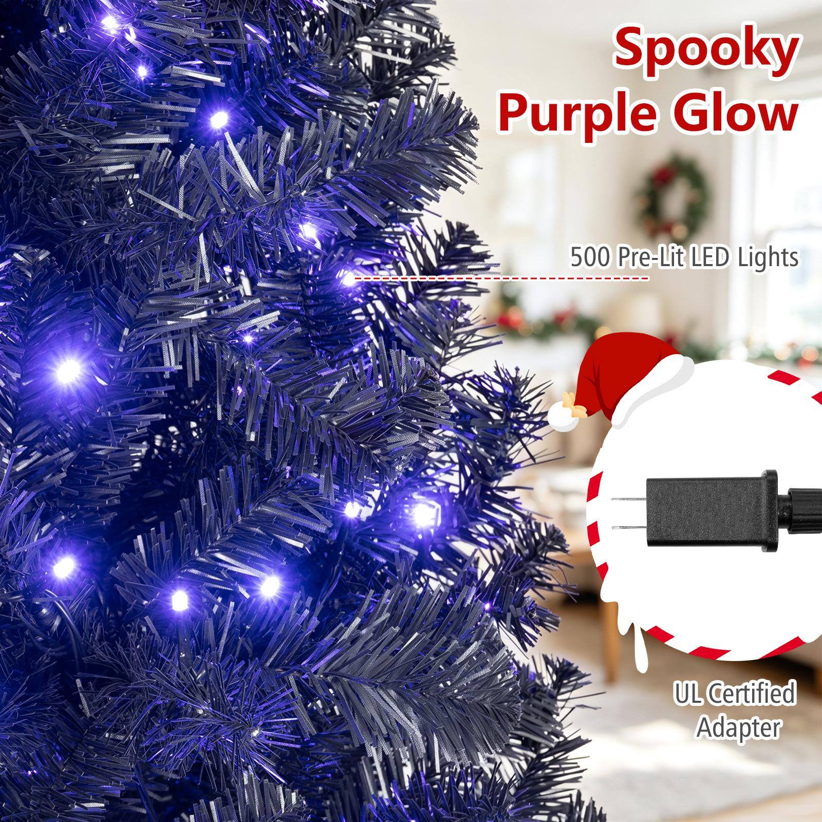 Spooky Purple Glow  
500 Pre-Lit LED Lights  
UL Certified Adapter