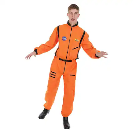 Front. Angels Costumes - Men's Orange Astronaut Costume - Standard - Orange.