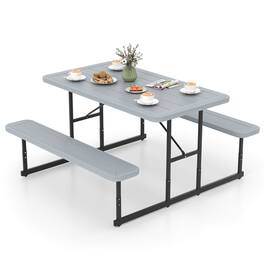 Costway - Picnic Table Bench Set for 2-4 People Outdoor Rectangular Camping Dining Table - Gray