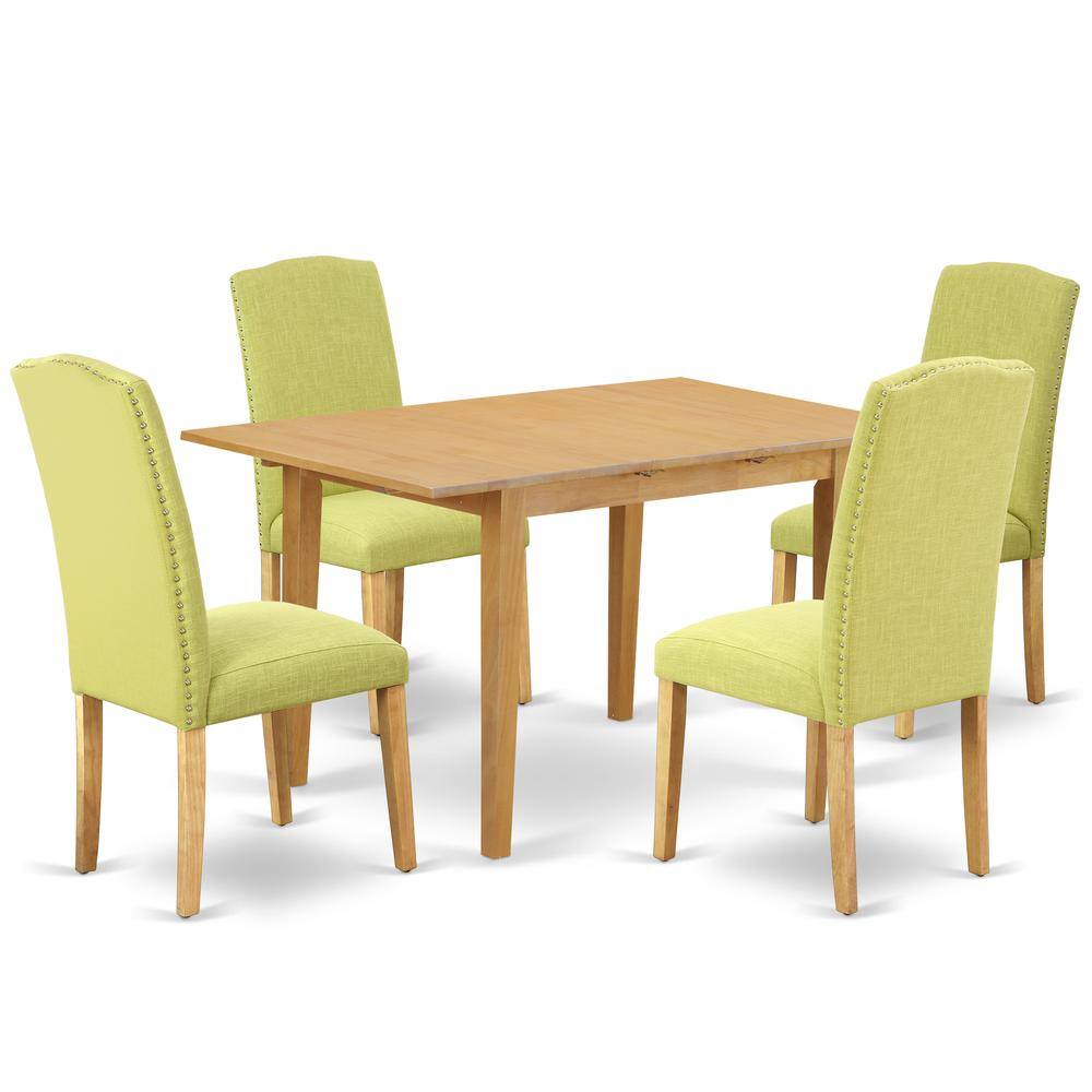Back. East West Furniture - Dining Room Set Oak - Brown.