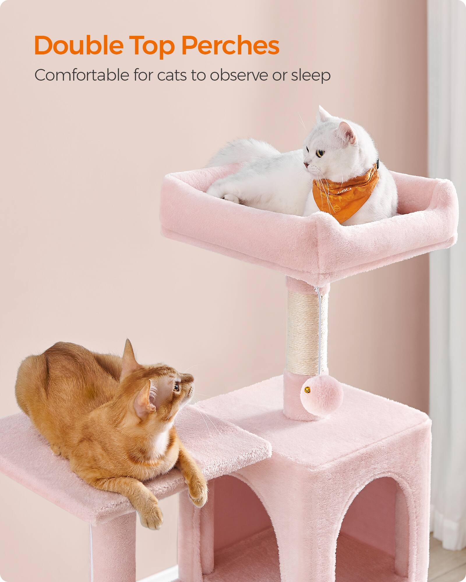 Double Top Perches  
Comfortable for cats to observe or sleep