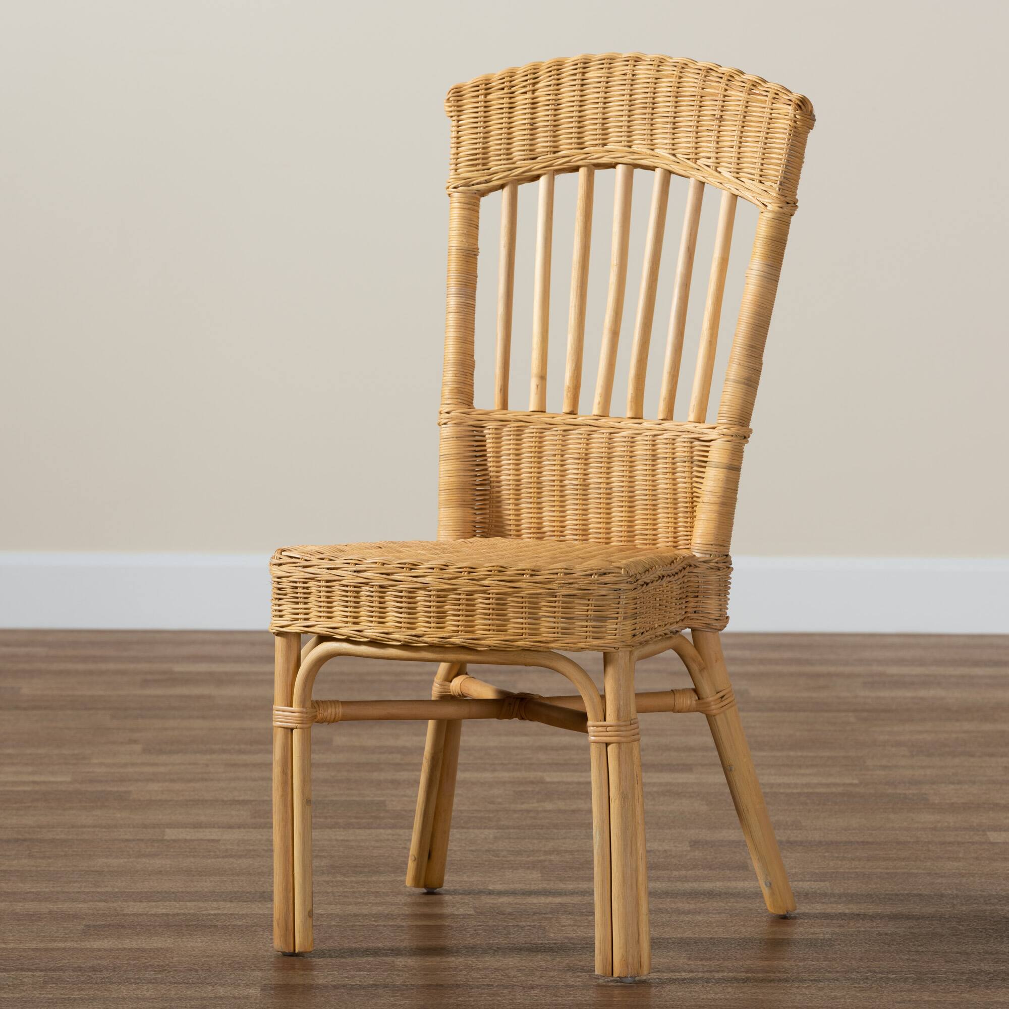 Alt View 5. bali & pari - Barito Modern Bohemian Rattan Dining Chair - Natural Brown.