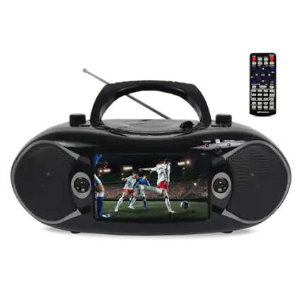 Front. Emerson - Emerson 7” Bluetooth® TV & DVD Boombox with HD-INPUT & Stereo Speakers - Black.