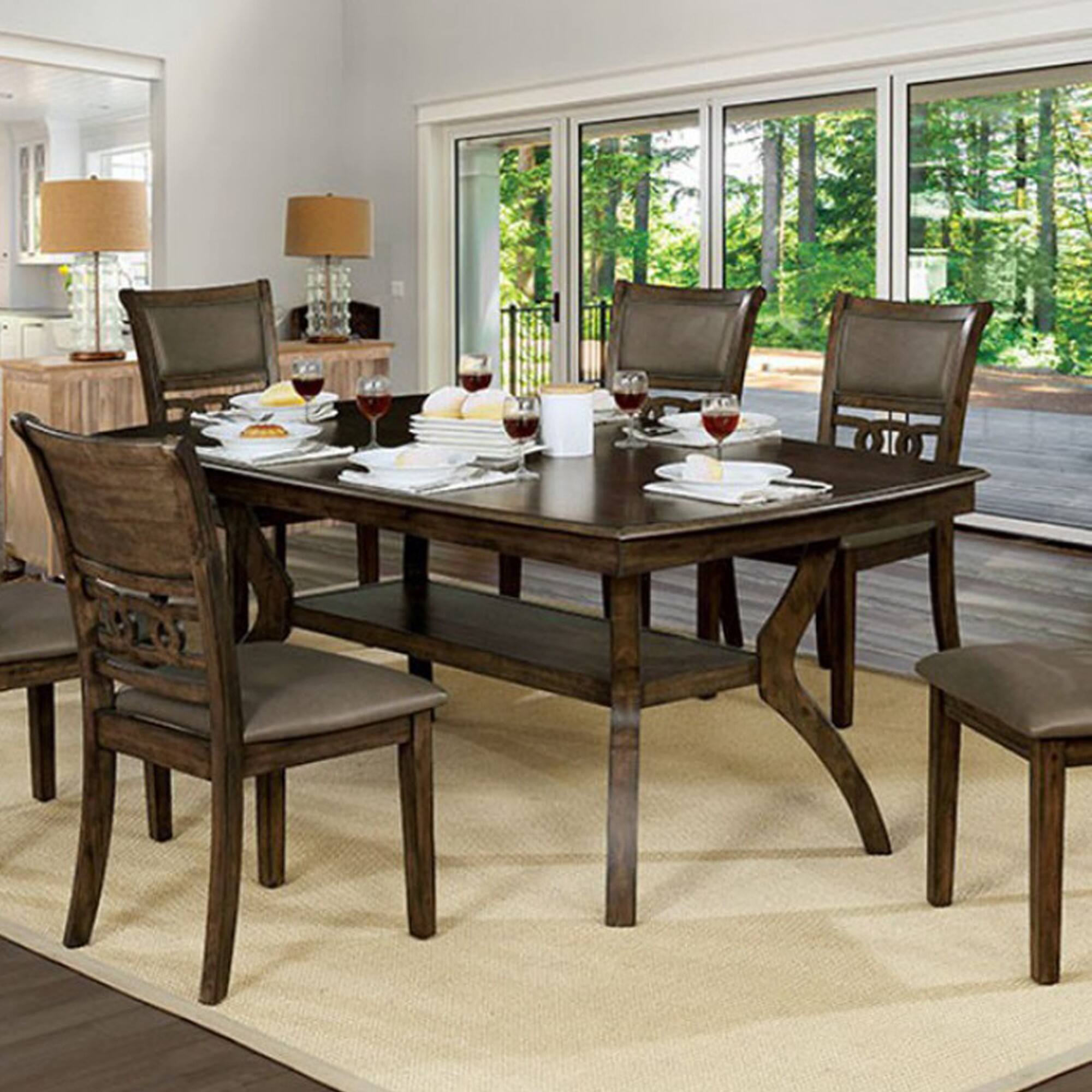 Alt View 1. Manhattan Lane - Transitional Style Solid Wood Rectangular Dining Table with Flowing Leg Base Design , Brown - Brown.
