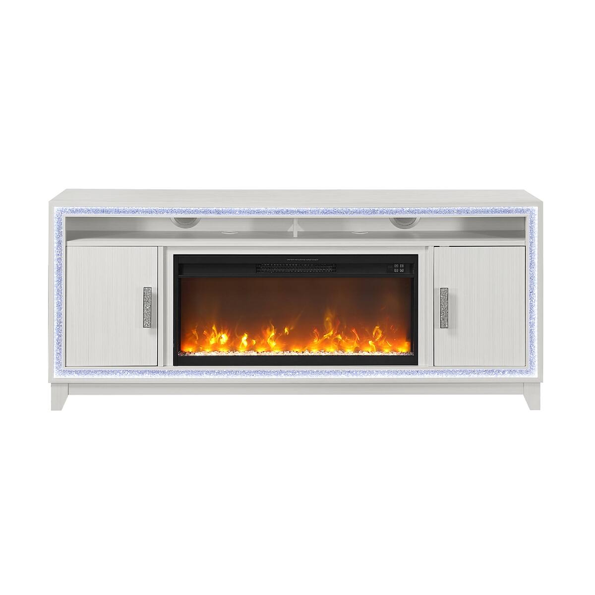 Front. Loheer - Loheer 72 inch white electric fireplace freestanding contemporary fireplace - White.