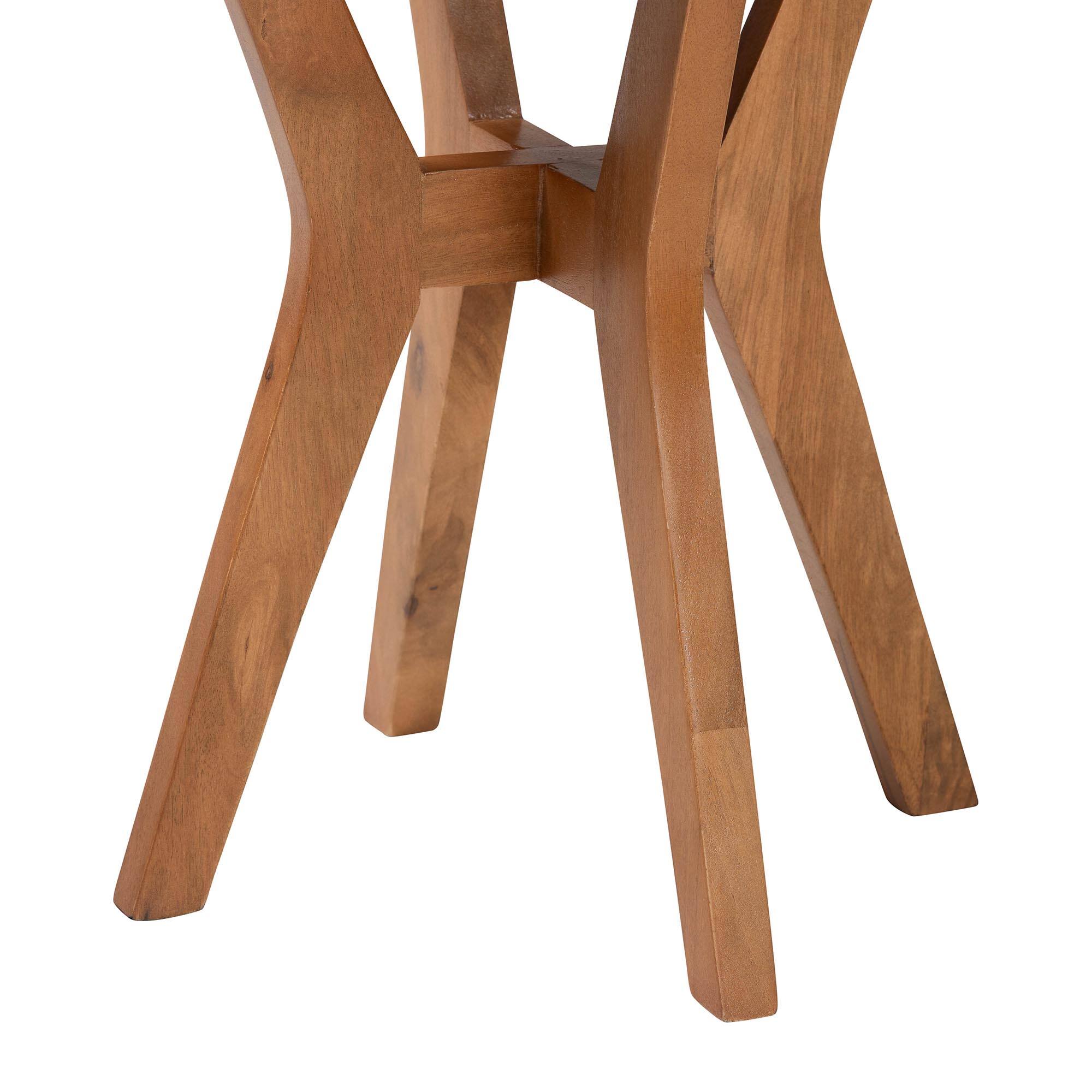 Back. Baxton Studio - Phaedra Round Marble End Table - Modern Accent Table with Mango Wood Frame and Tray Tabletop - Marble White/Walnut Brown.