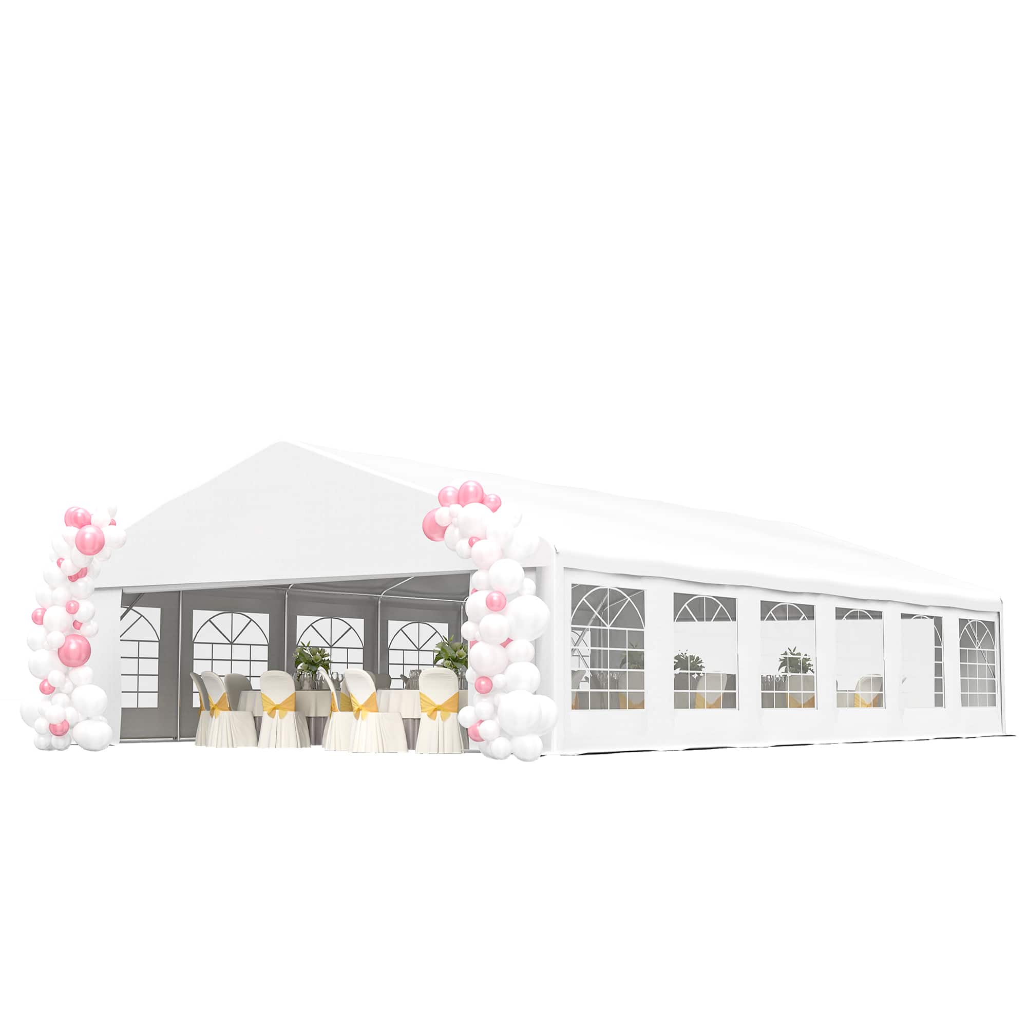 Outsunny - x 39' Large Outdoor Carport Canopy Party Tent with Removable Protective Sidewalls & Windows - White