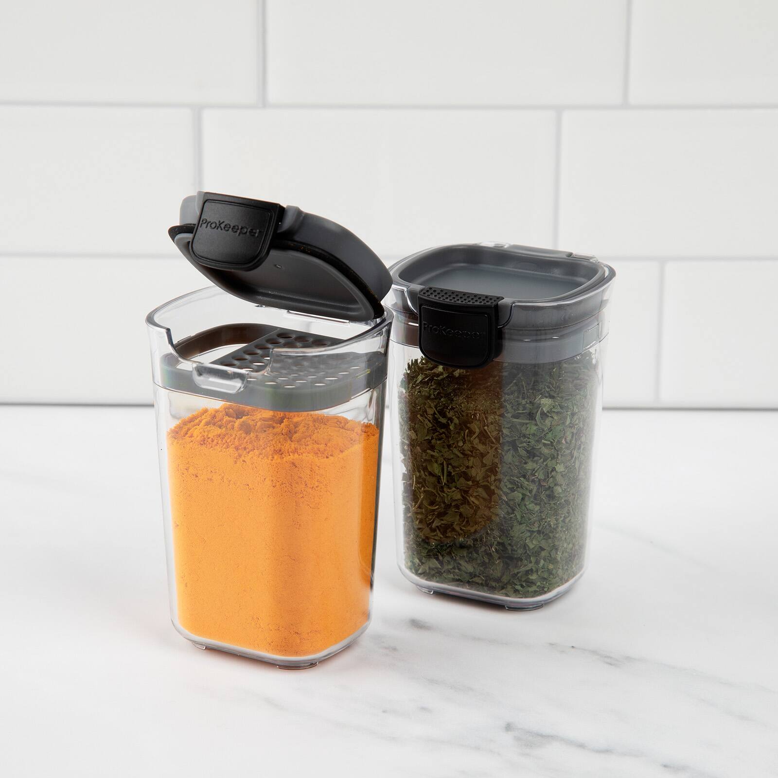 Alt View 5. Progressive International - ProKeeper+ Airtight Seasoning Storage Containers, Set of 2, Clear Plastic - Clear.