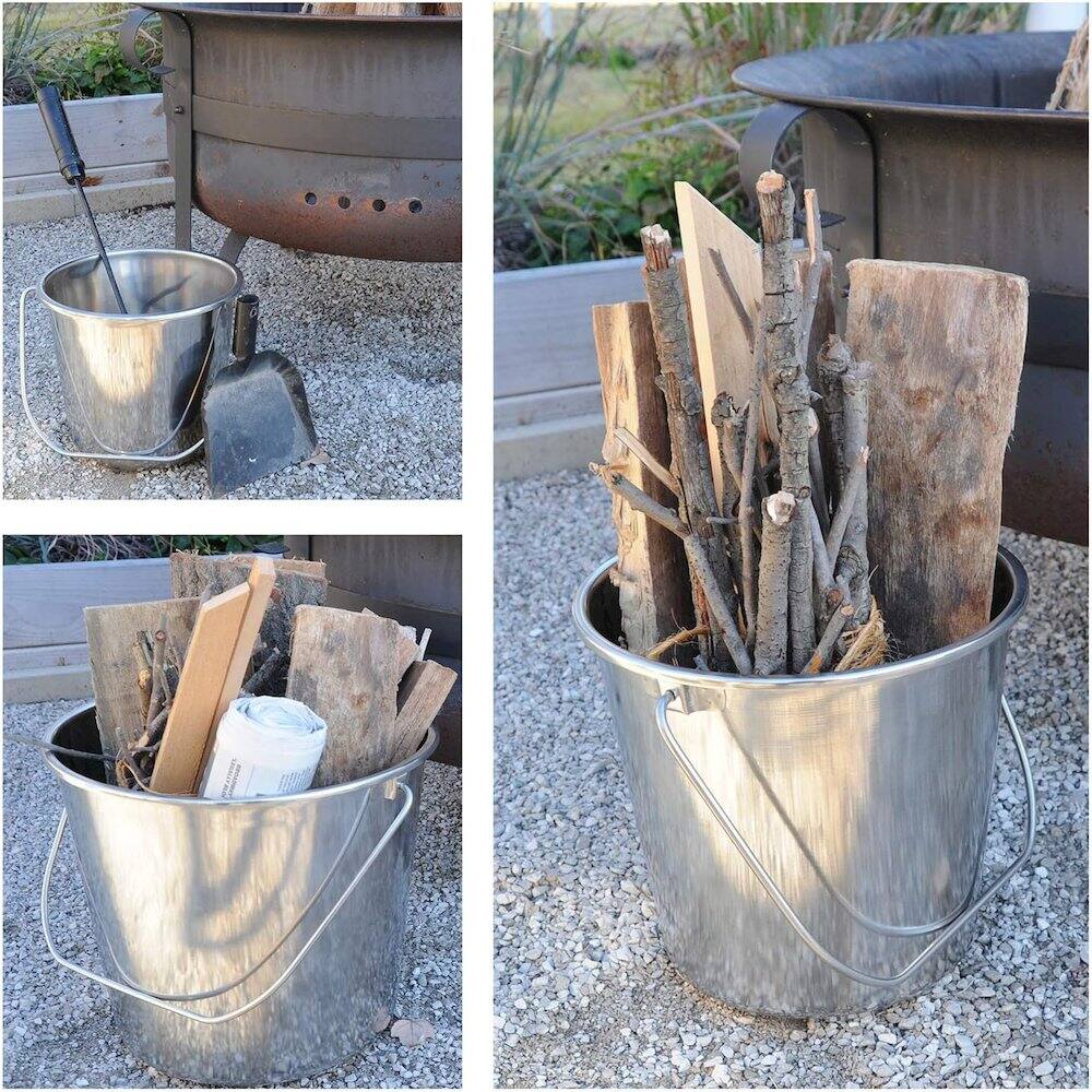 Angle. Sportsman Pro-Series - 1 Gal Stainless Steel Bucket - 6 Piece Set - Silver.