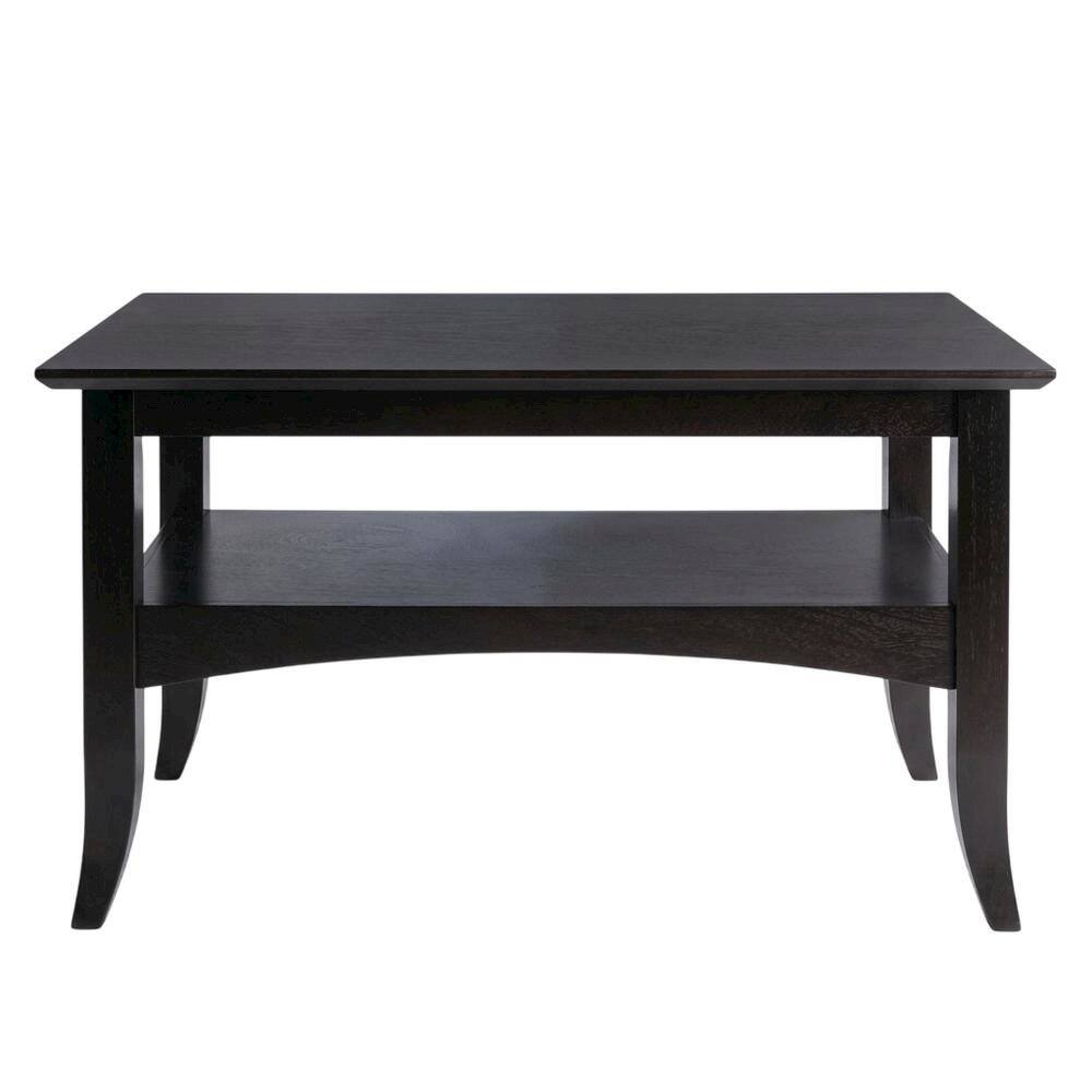 Back. FurniFact - Dark Coffee Finish Coffee Table with Solid Wood Top and Transitional Style - Coffee.