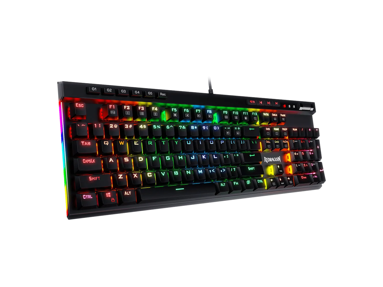 REDRAGON - K580 VATA RGB Mechanical Gaming Keyboard, Brown Switches, Macro & Media Keys - Black