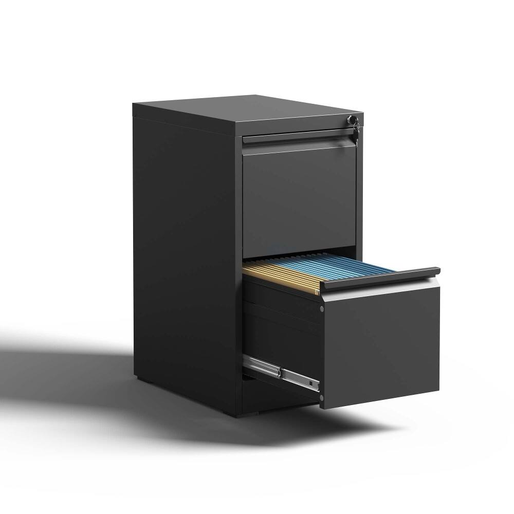 Front. Loheer - Loheer 2 Drawer Metal File Cabinet Vertical Locking Steel Office Storage for A4 Legal Letter Size.