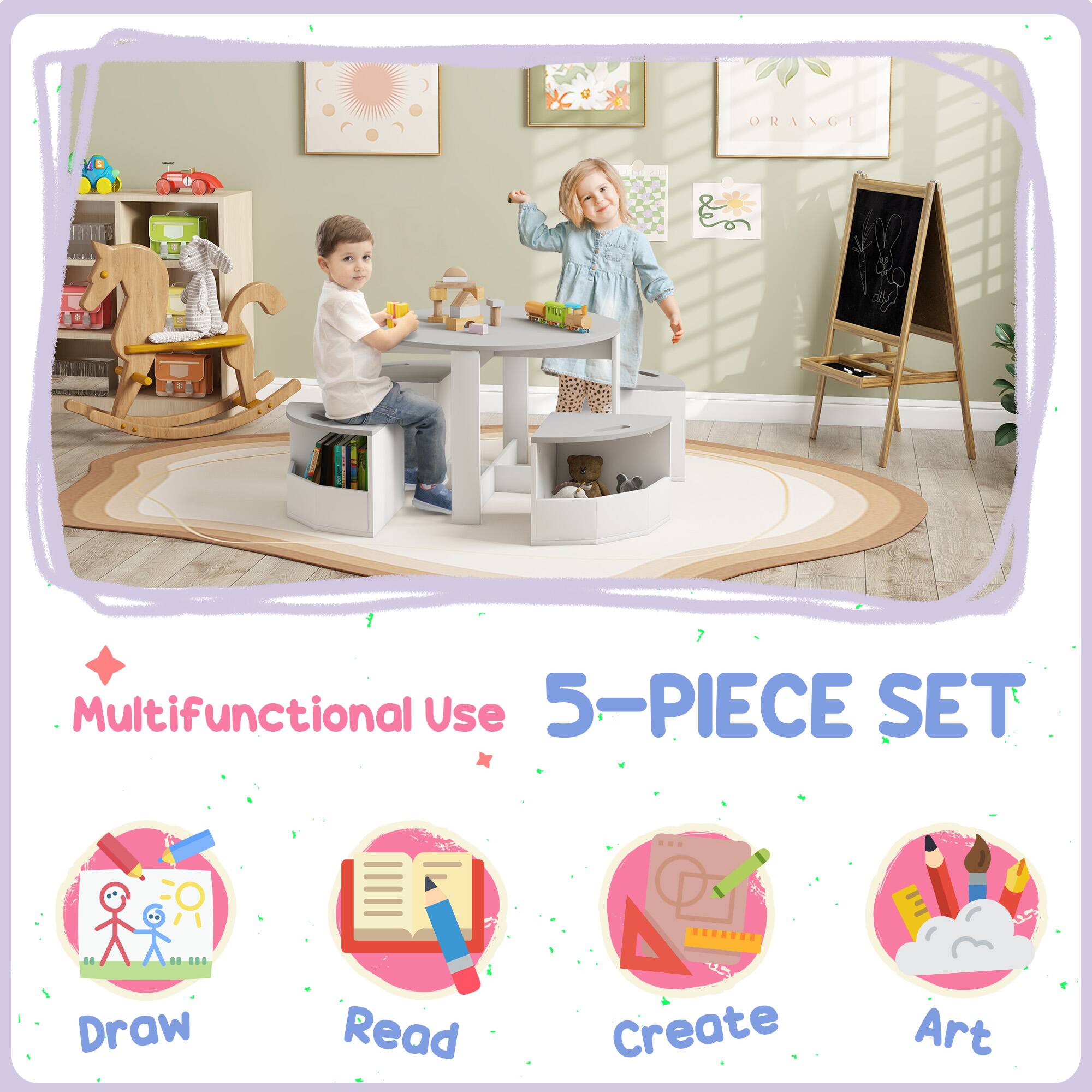Multifunctional Use  
5-PIECE SET  

Draw  
Read  
Create  
Art
