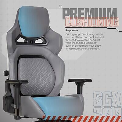 X PREMIUM CUSHIONING  
Responsive  
Cutting-edge cushioning delivers next-level head and neck support through the elevated headrest, while the molded foam seat cushion conforms to your body for lasting, responsive comfort.  
SGX 200