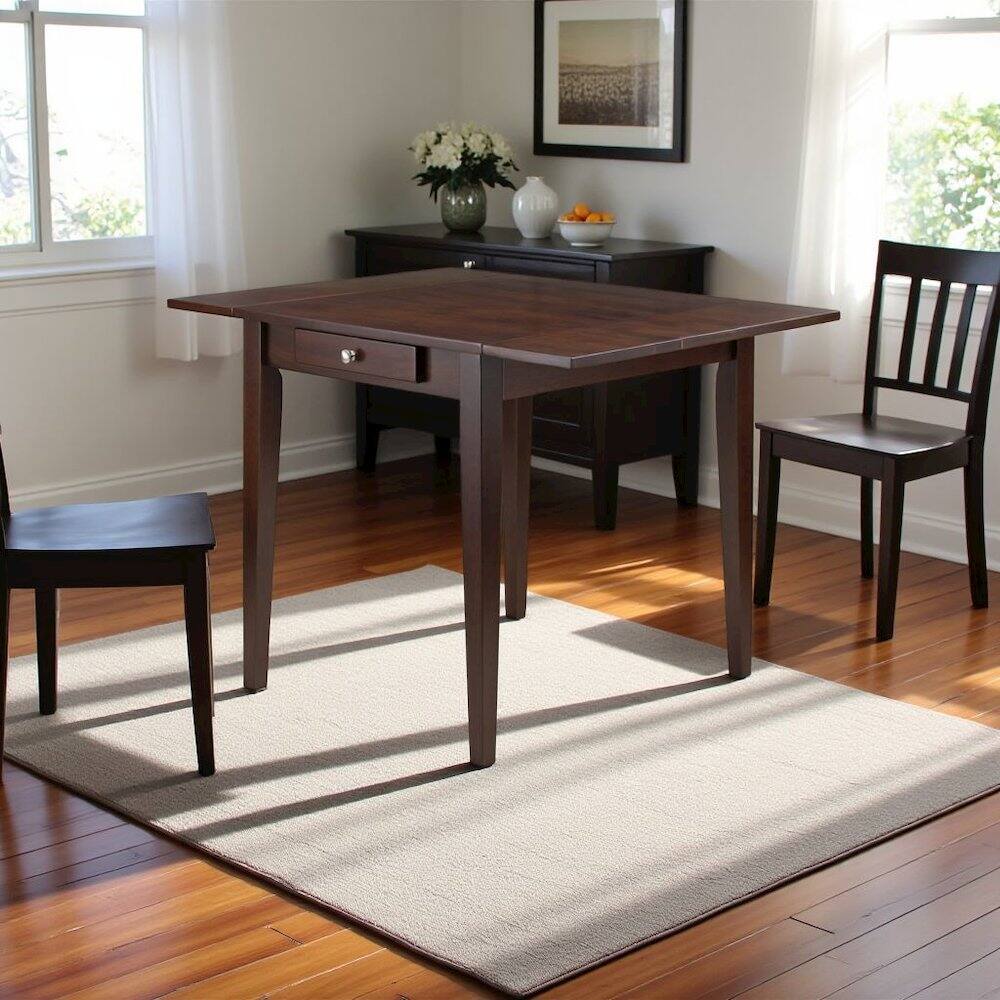 Left. FurniFact - Antique Walnut Folding Dining Table – Small Round Drop Leaf Table - Walnut.