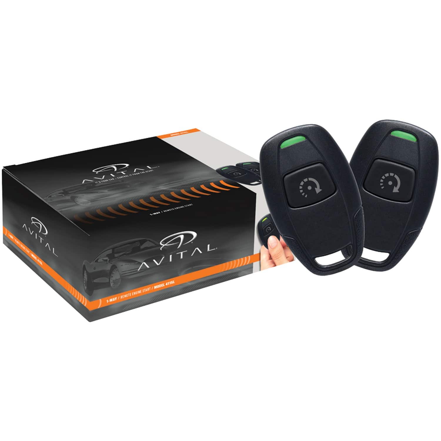 AVITAL - 4115L Remote-Start System with 2 Microsized 1-Button Remotes - Black