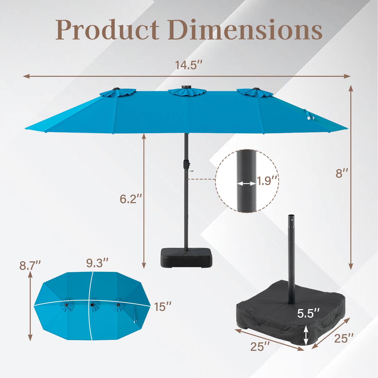 Product Dimensions: 14.5" x 6.2" x 1.9" x 8" x 8.7" x 9.3" x 15" x 5.5" x 25" x 25"