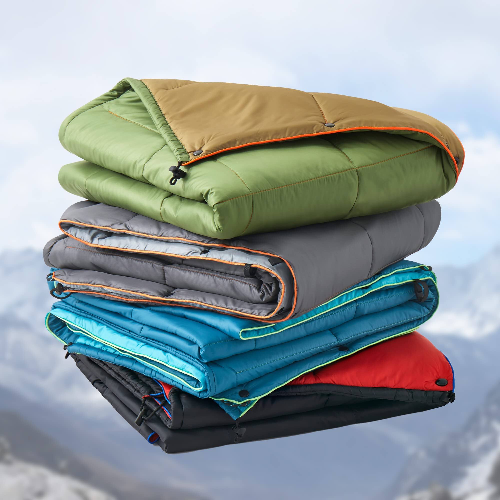 Alt View 7. Dapper Styles - Outdoor Packable Camping Blanket Lightweight Travel For Hiking Dual sides Waterproof Puffy Down Alternative - 04 Orange-52*75.