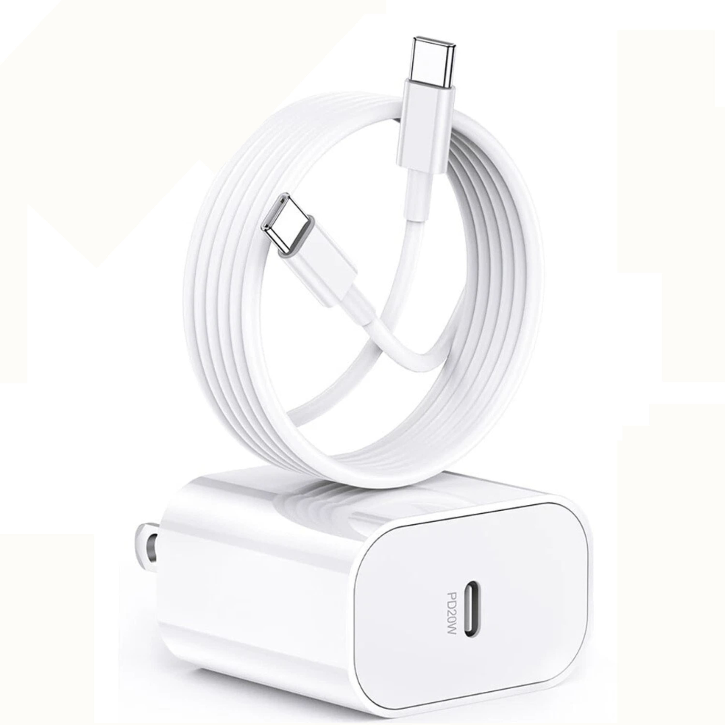 Kitcheniva - Premium USB-C to iPhone 20W PD Fast Charging Cable And Wall Charger For IPhone 15 Series 10Ft Pack 2