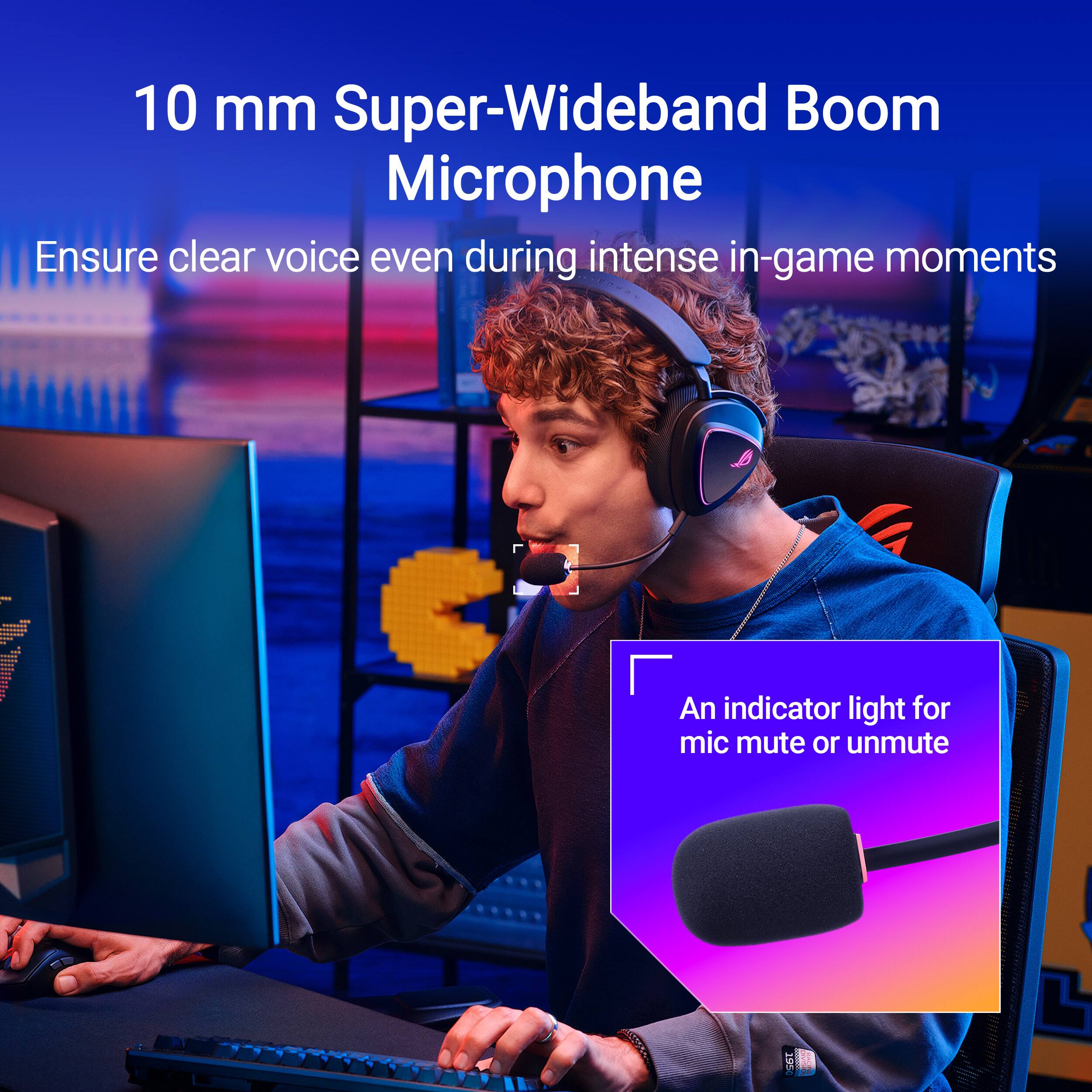 10 mm Super-Wideband Boom Microphone: Ensure clear voice even during intense in-game moments. An indicator light for mic mute or unmute.