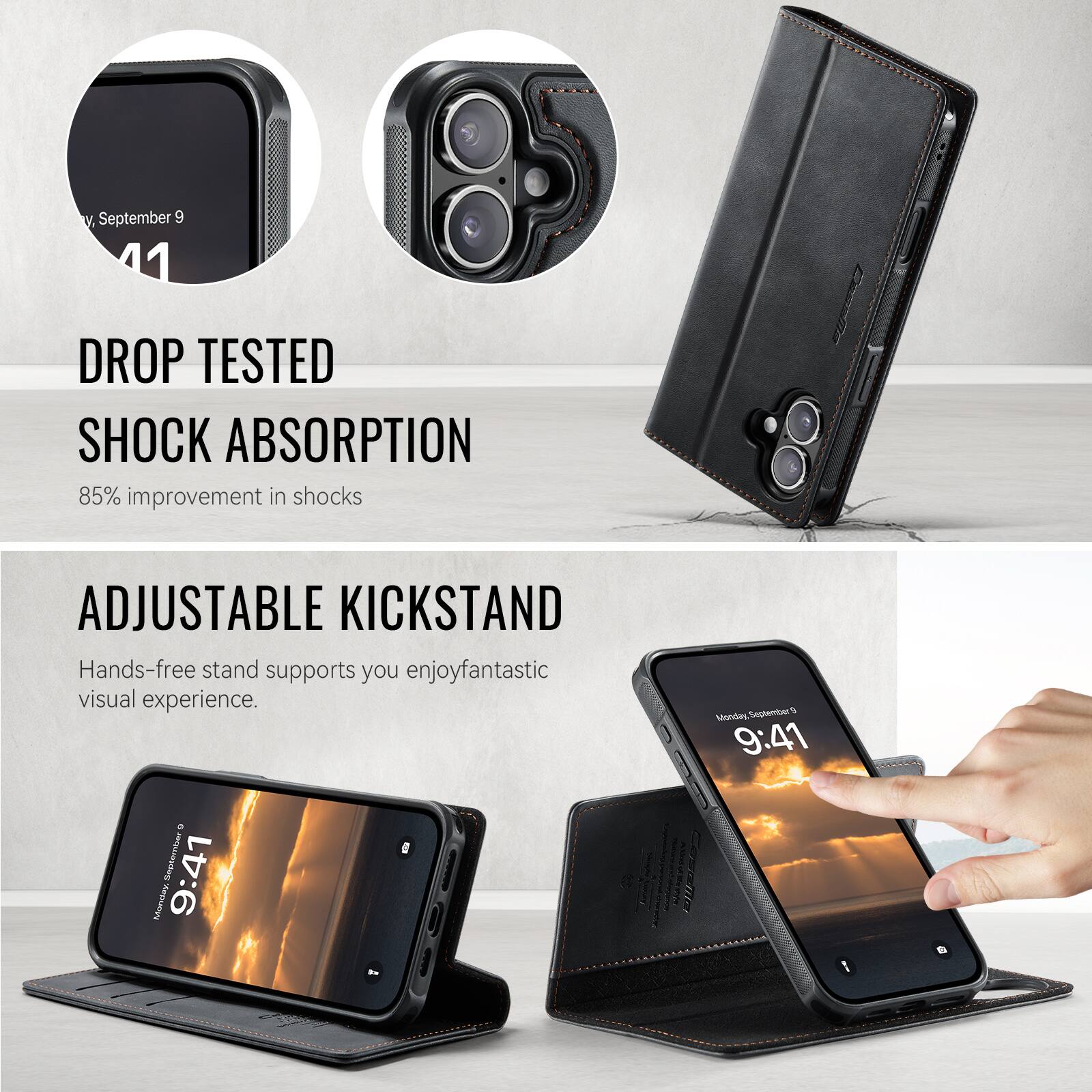 - September 9 41
- DROP TESTED SHOCK ABSORPTION
- 85% improvement in shocks
- ADJUSTABLE KICKSTAND
- Hands-free stand supports you enjoy fantastic visual experience.