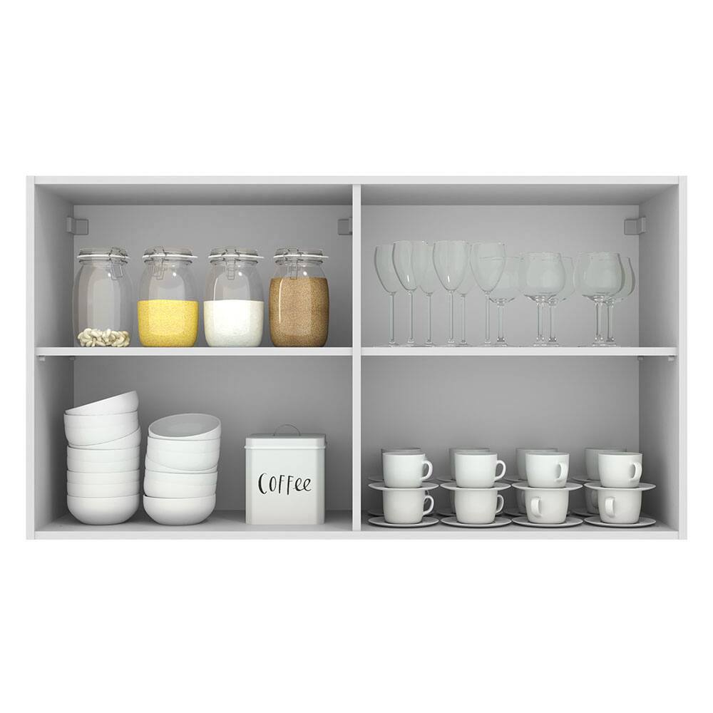 Left. Madesa - Madesa Hazel Wall Kitchen Storage Cupboard Cabinet with 2 Doors 48"L - White - White.