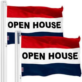 G128 - Open House Sign Flag 3x5 Ft 2-Pack Printed 150D Polyester - Assorted Colors