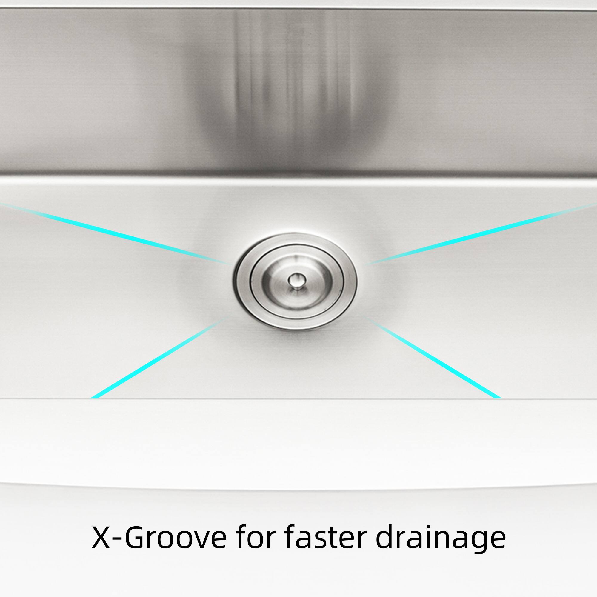 X-Groove for faster drainage