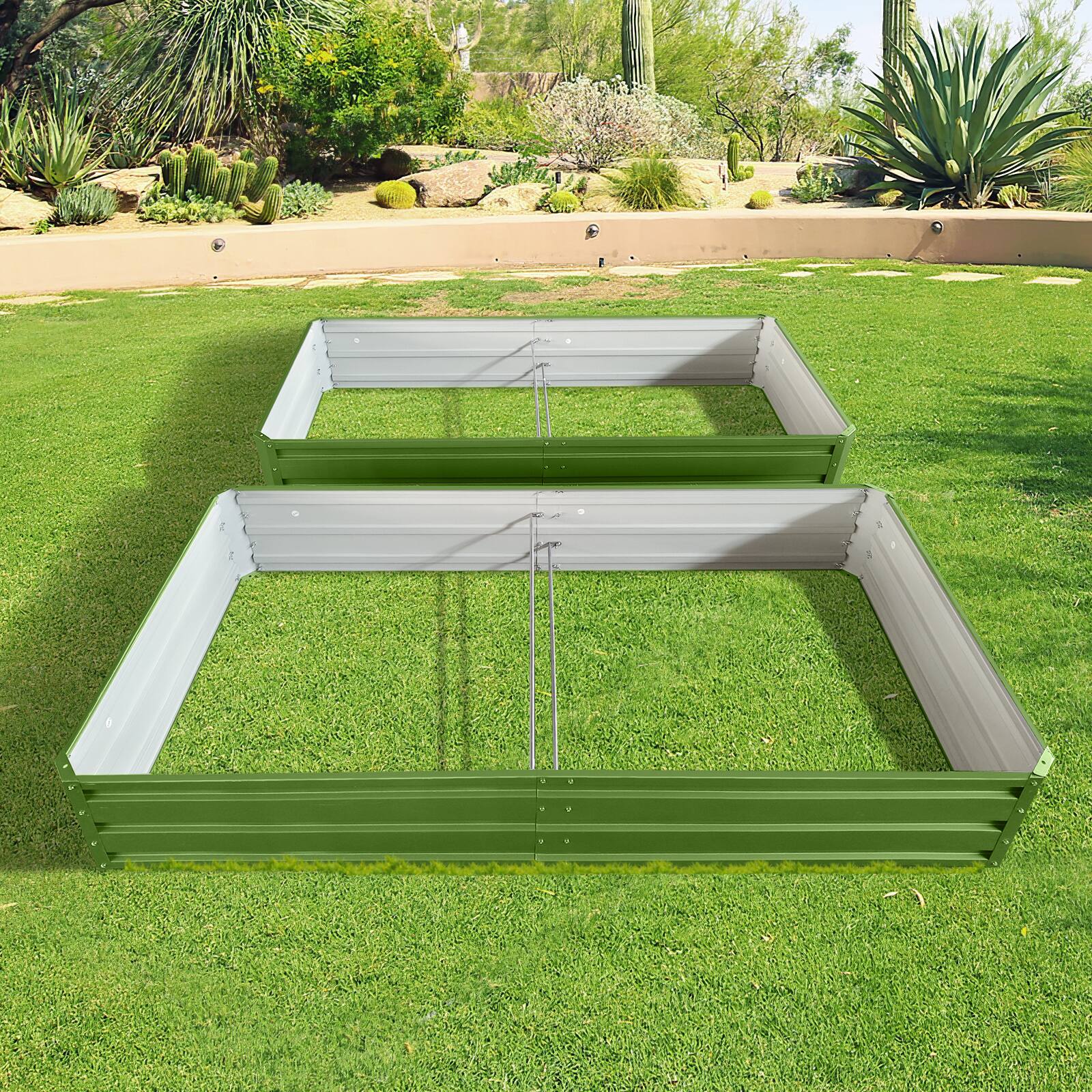Left. TinyHomie - 6 x 3 x 1 FT 2 pack Metal Garden Bed Outdoor Planter Box Metal Patio Kit Planting Bed for Vegetables Flowers Herb Green.