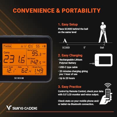 Voice Caddie SC300i Swing Caddie Portable Golf Launch Monitor with Voice Caddie SC300i Swing Caddie Portable Golf Launch Monitor with