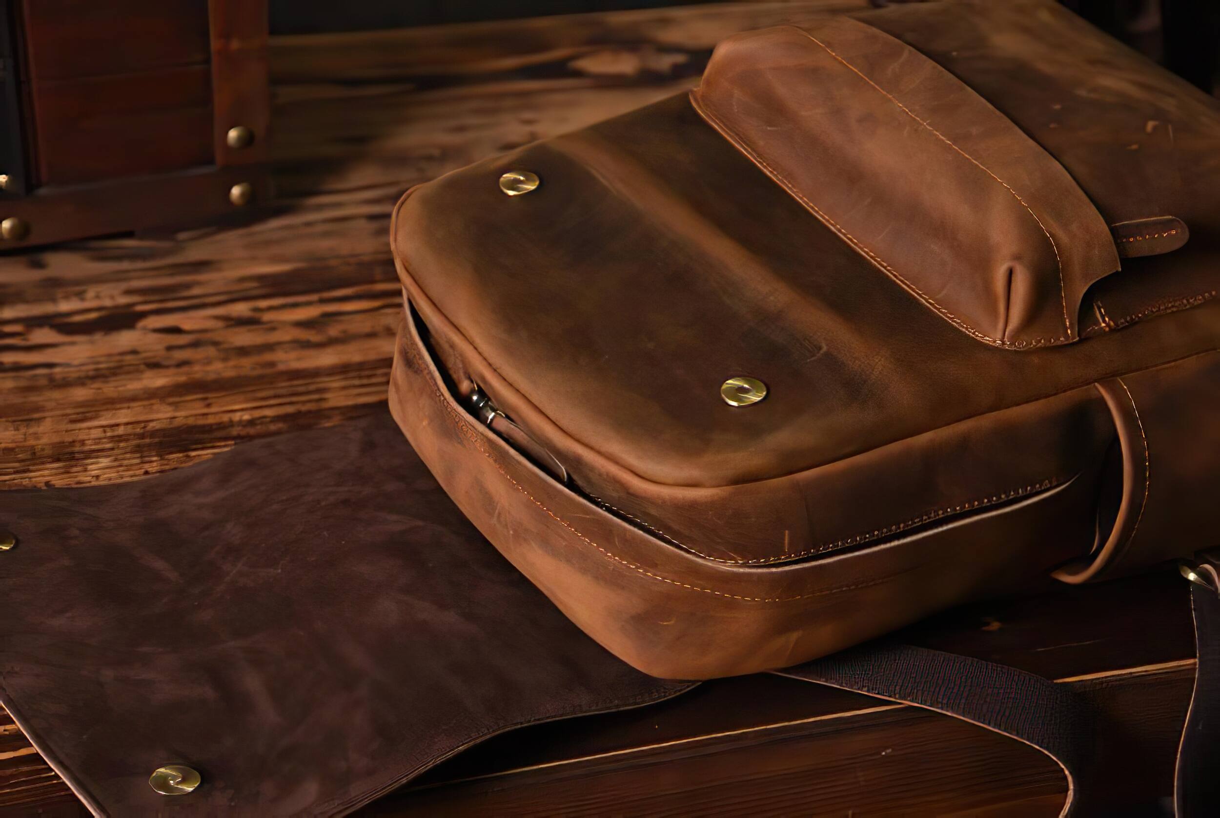 Alt View 10. Steel Horse Leather - The Helka Backpack | Genuine Vintage Leather Backpack - Brown.