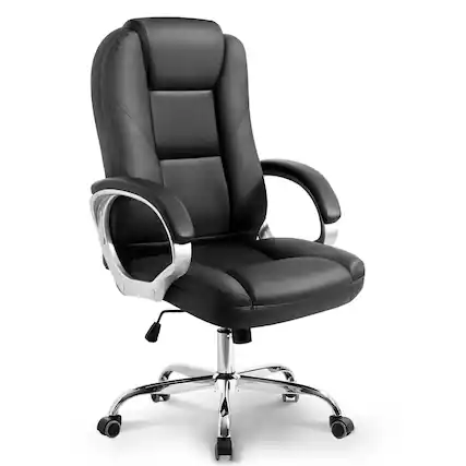Front. Celtoss - Executive Office Chair, High Back Faux Leather Desk Chair with Lumbar Support & Swivel Rolling Wheels - 2. Jet Black.