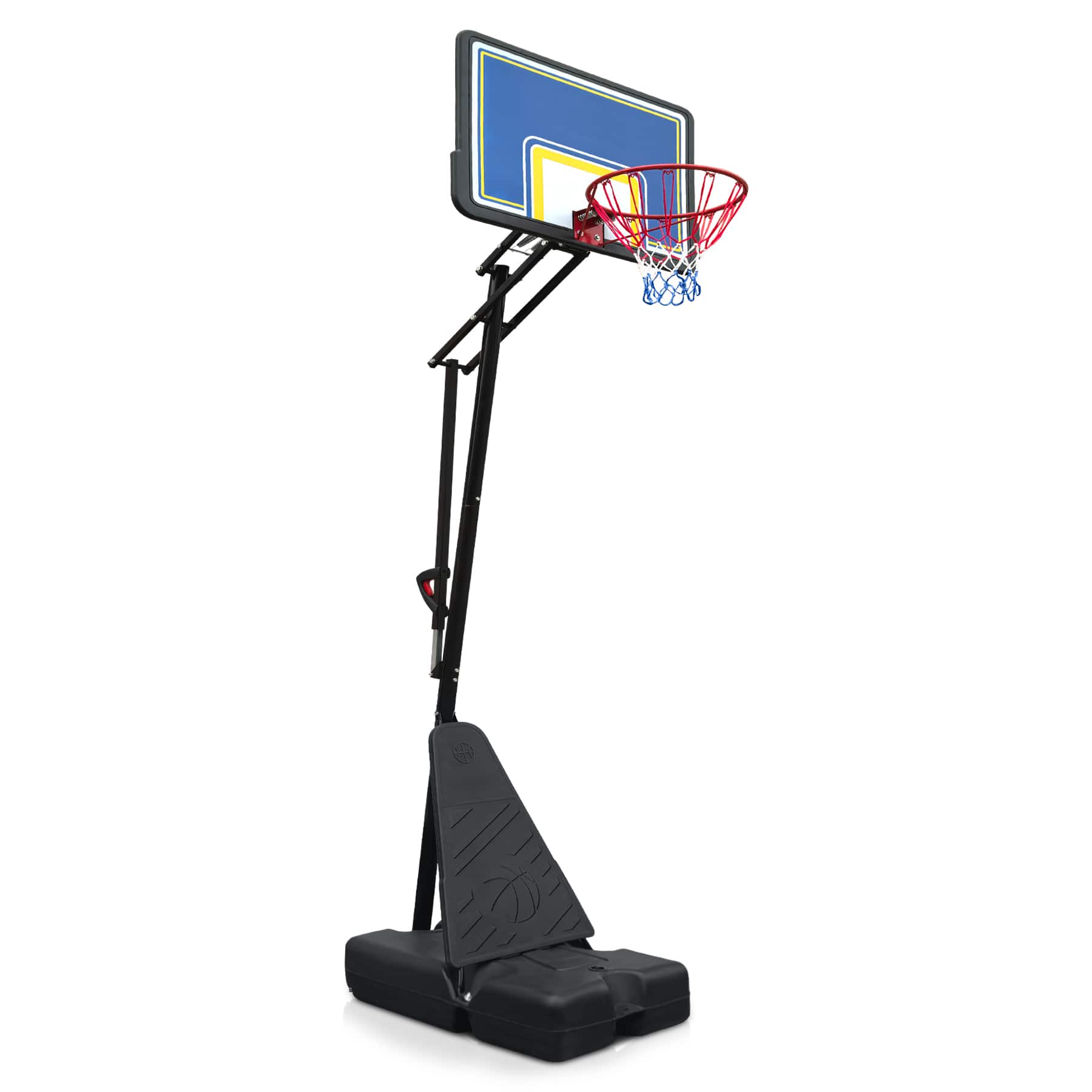 Ecooso - Portable Basketball Hoop, Adjustable 8.0-10.0 ft, 39" Backboard, Rebounder, Wheels, Indoor/Outdoor - Black+Blue