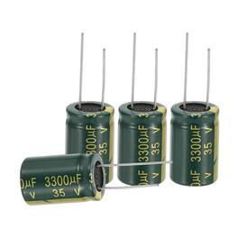 Unique Bargains - 3300uF 35V 16x25mm Electrolytic Capacitor, High Frequency, Low Impedance, Radial Leads, 24pcs - Green