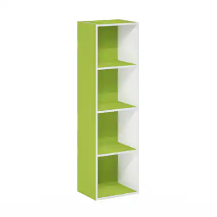 Front. Furinno - Pasir 4-Tier Open Shelf Bookcase - Green/White.