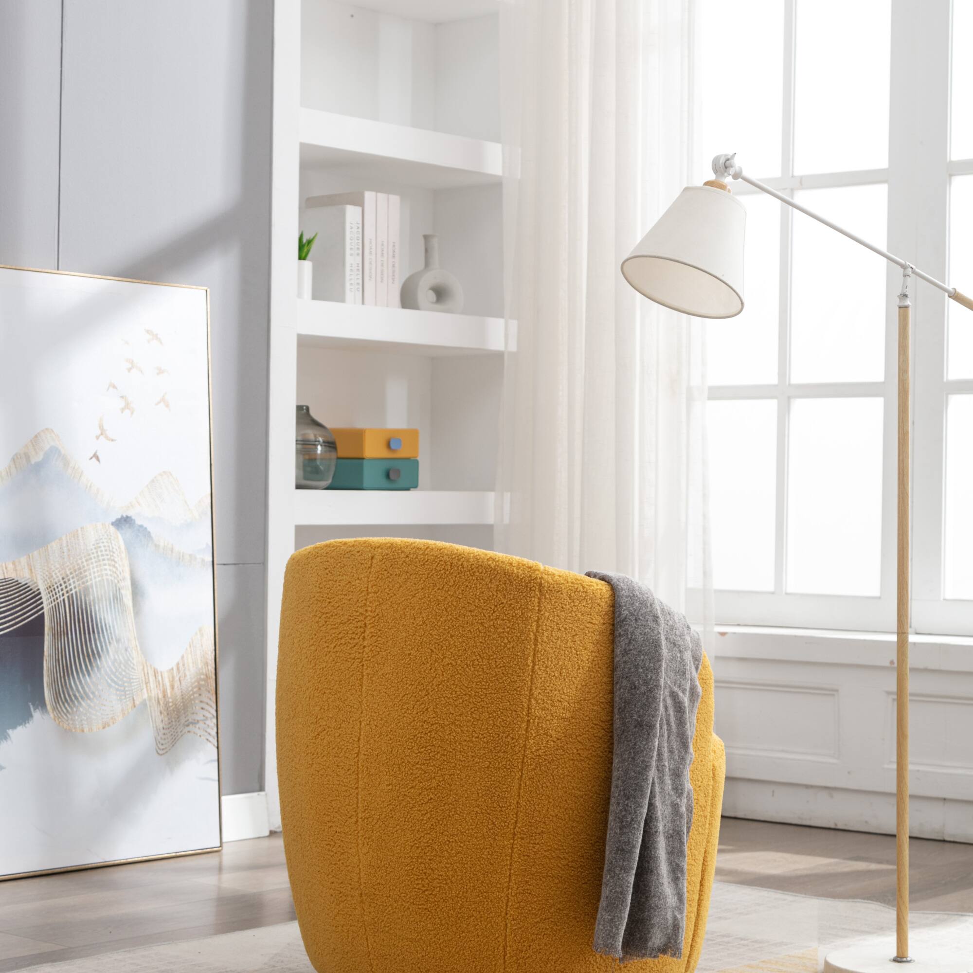 Alt View 10. GOODSILO - Plush Swivel Accent Armchair with Ergonomic Design and 360-Degree Rotation for Modern Interiors - Yellow.