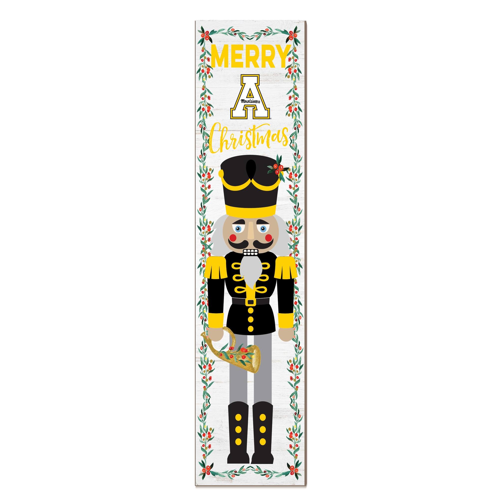 Jardine - Appalachian State Mountaineers 11" x 46" Nutcracker Holiday Leaner Sign - White