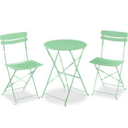 Best Choice Products - 3-Piece Small Bistro Set, Folding Patio Furniture Set of 2 Chairs and Table - Mint Green