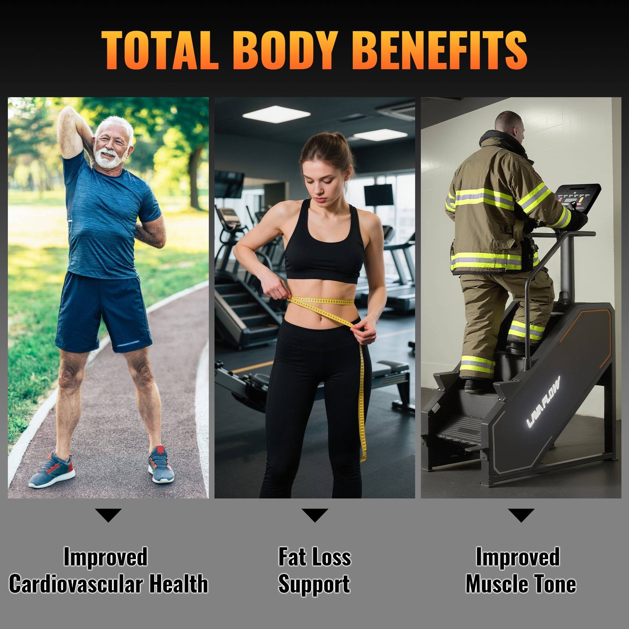 TOTAL BODY BENEFITS

- Improved Cardiovascular Health
- Fat Loss Support
- Improved Muscle Tone