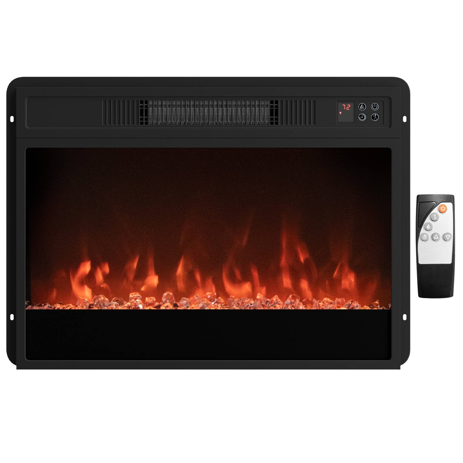 Front. Costway - Costway 23" Electric Fireplace Insert with Remote Control, Adjustable Flame Color, 5000 BTU - Black.