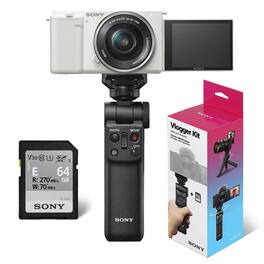 Bundle - ZV-E10 APS-C Mirrorless Interchangeable Lens Vlogging Camera with 16-50mm Lens, White - with Sony ACCVC1