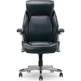La-Z-Boy - Meyer Ergonomic Bonded Leather Swivel Executive Chair, (60082-NVY) - Navy