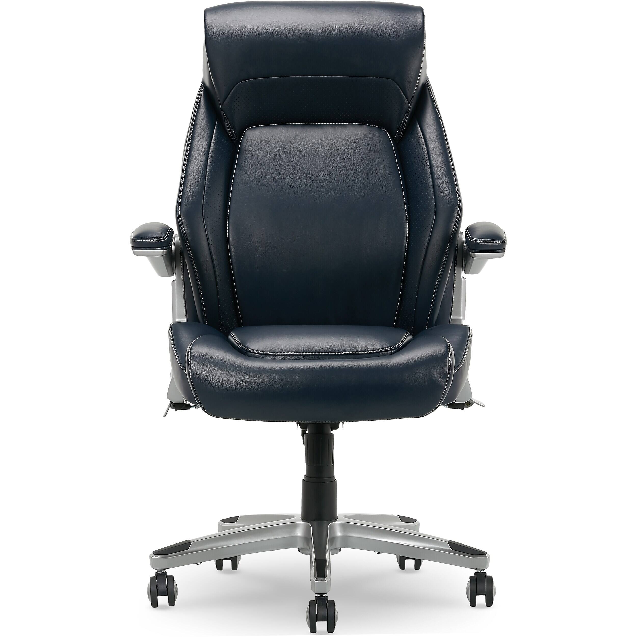 La-Z-Boy - Meyer Ergonomic Bonded Leather Swivel Executive Chair, (60082-NVY) - Navy