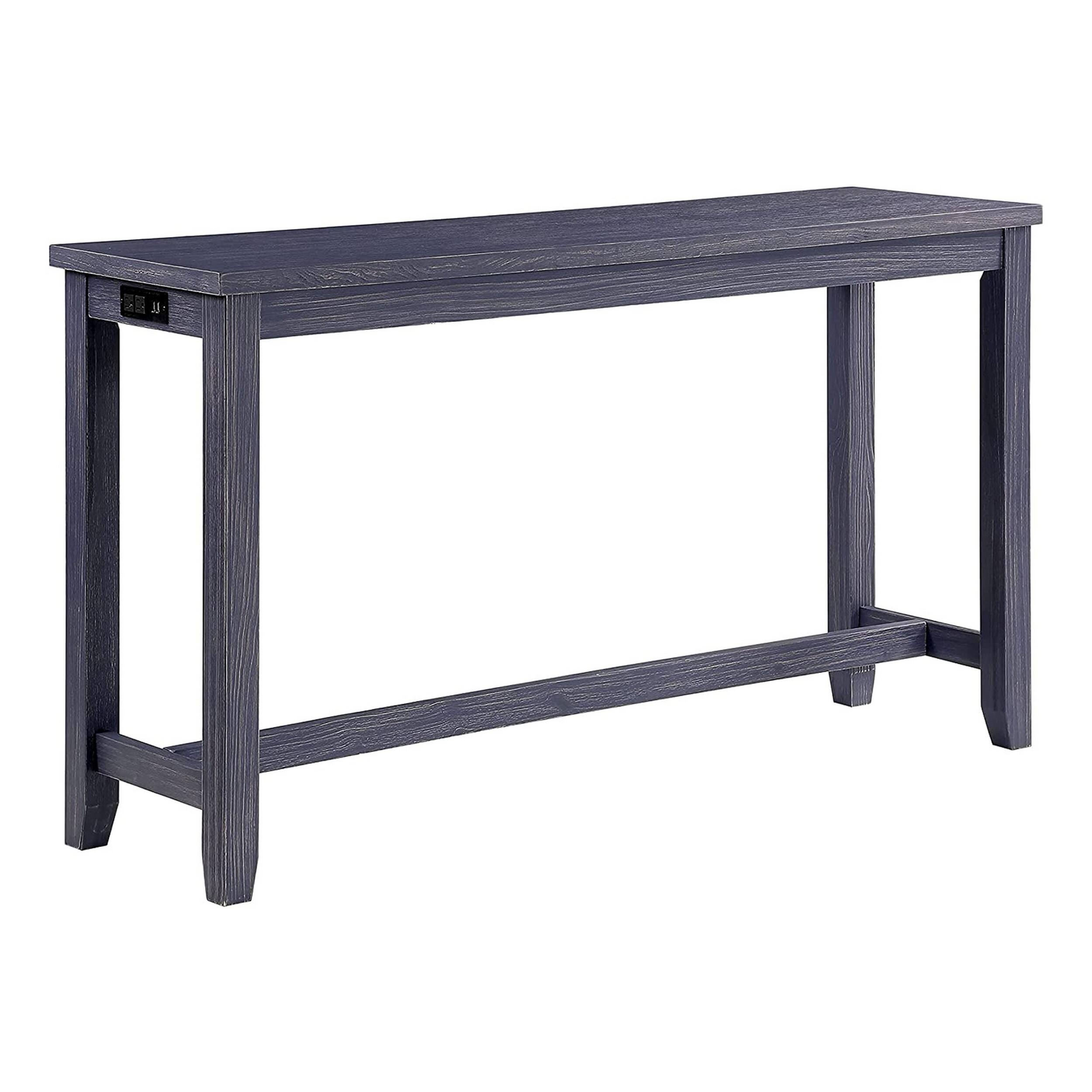 Alt View 1. Manhattan Lane - Eala 4 Piece Counter Height Table and Stool Set, Blue Wood, Gray Fabric - Antique Blue, Gray.