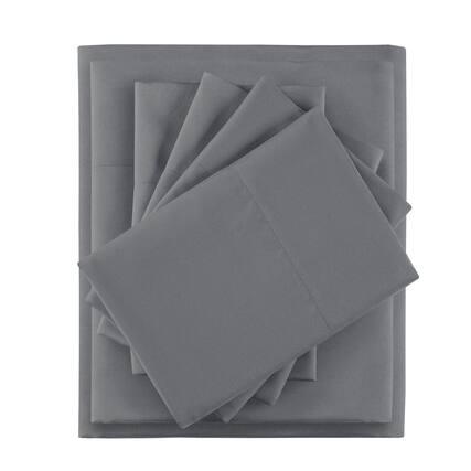 Front. Gracie Mills - Gracie Mills Ruby All-Season Microfiber Sheet Set with Side Pockets - Charcoal.
