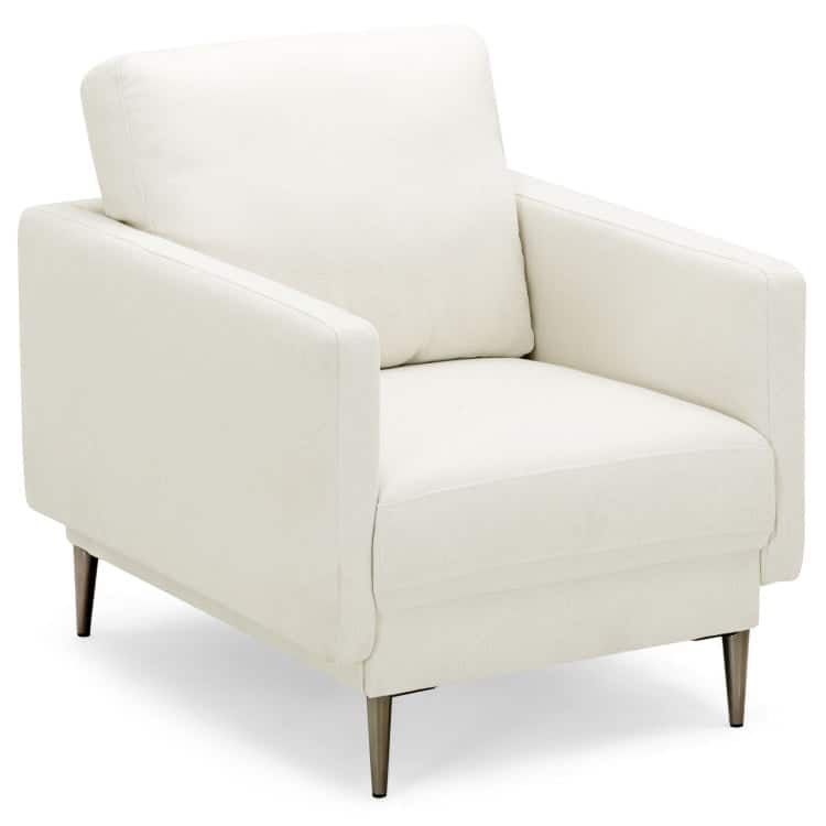 Kadyn - Modern Upholstered Accent Chair with Removable Backrest Cushion, Fabric Lazy Chair Large Accent Chair - White