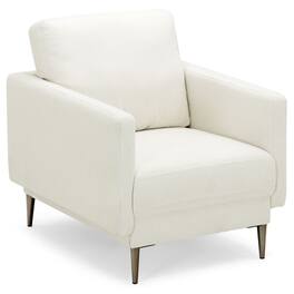 Kadyn - Modern Upholstered Accent Chair with Removable Backrest Cushion, Fabric Lazy Chair Large Accent Chair - White
