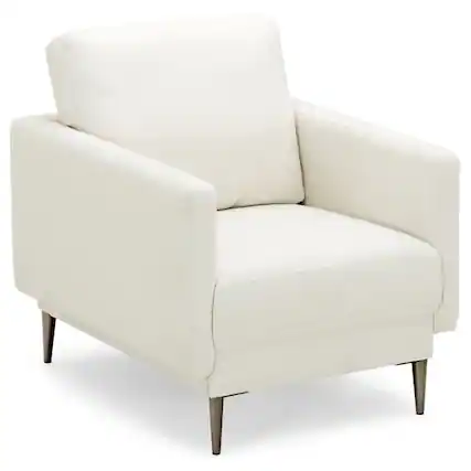 Front. Kadyn - Modern Upholstered Accent Chair with Removable Backrest Cushion-White, Modern Mid-Century Upholstered Living Room Chair - White.