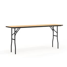 Emma + Oliver - 6-Foot Rectangular Wood Folding Training / Seminar Table with Smooth Clear Coated Finished Top - Natural